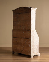 Gustavian Washed Pine Fall Front Secretary, Sweden, Dated 1842 - Lone Fox
