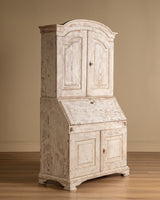 Gustavian Washed Pine Fall Front Secretary, Sweden, Dated 1842 - Lone Fox