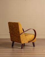 Halabala Bentwood Lounge Chair in Marigold Shearling, 1940's (2 Available) - Lone Fox