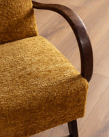 Halabala Bentwood Lounge Chair in Marigold Shearling, 1940's (2 Available) - Lone Fox