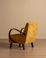Halabala Bentwood Lounge Chair in Marigold Shearling, 1940's (2 Available) - Lone Fox