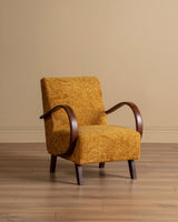 Halabala Bentwood Lounge Chair in Marigold Shearling, 1940's (2 Available) - Lone Fox