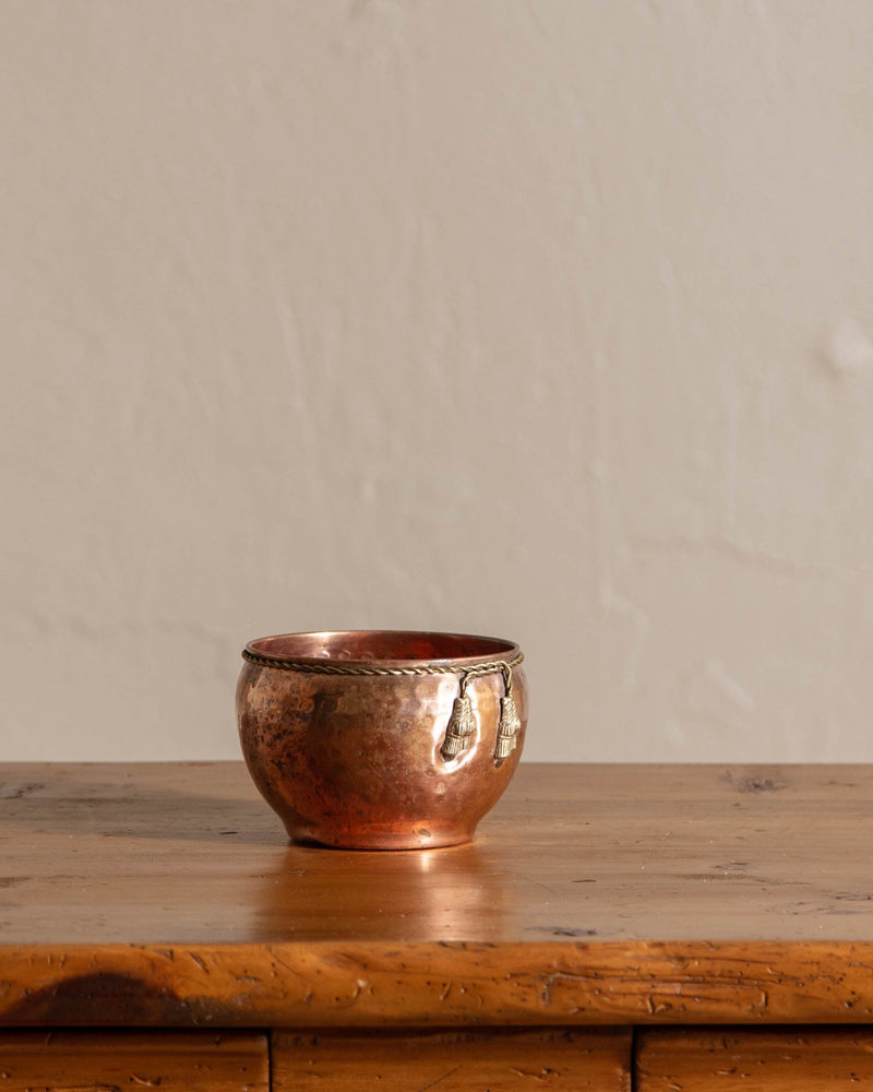 Hammered Copper Bowl with Brass Rope Tassel - Lone Fox