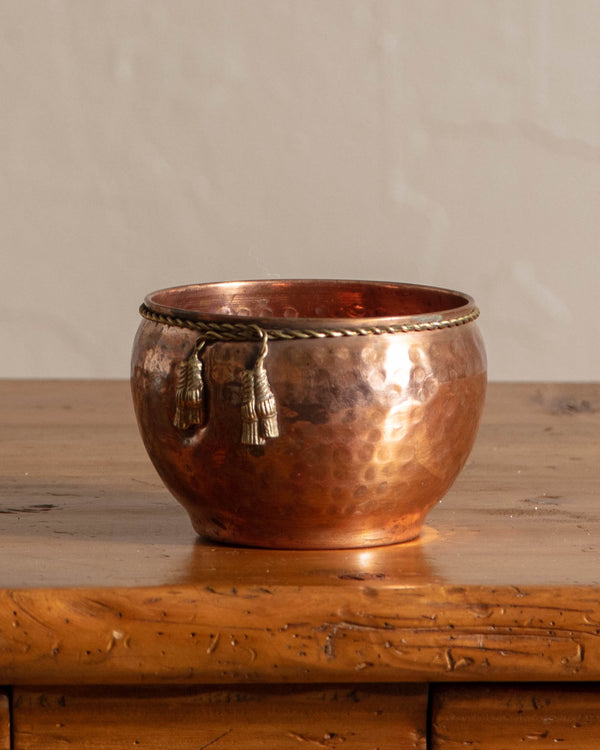 Hammered Copper Bowl with Brass Rope Tassel - Lone Fox