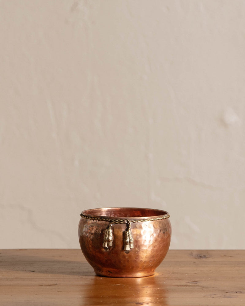 Hammered Copper Bowl with Brass Rope Tassel - Lone Fox