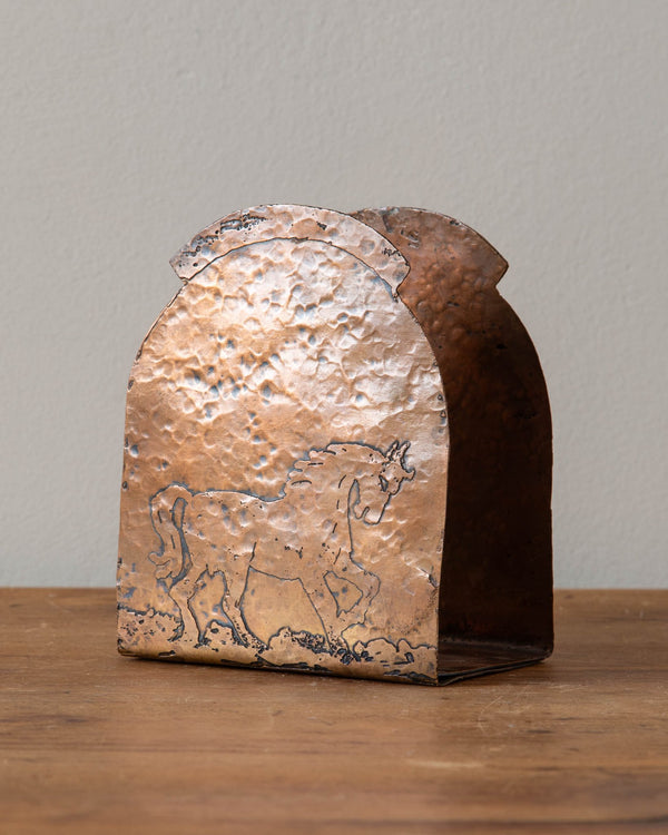 Hammered Copper Horse Napkin Holder - Lone Fox