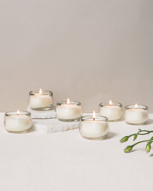 Hammered Glass Mini - Votive Candles (Set of 6) - Lone Fox