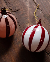 Hand Blown Candy Stripe Glass Ball Ornament - Lone Fox
