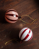 Hand Blown Candy Stripe Glass Ball Ornament - Lone Fox
