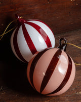 Hand Blown Candy Stripe Glass Ball Ornament - Lone Fox