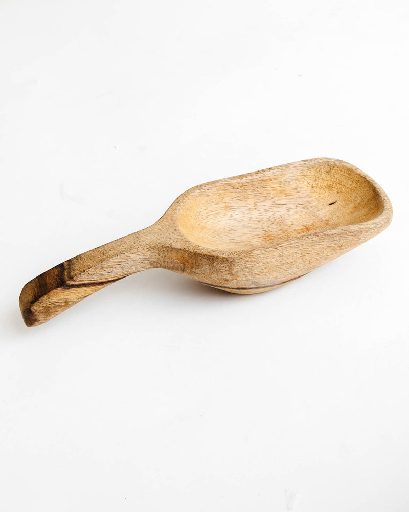 Hand Carved Acacia Wood Scoop - Lone Fox