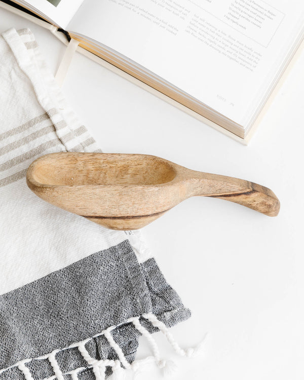 Hand Carved Acacia Wood Scoop - Lone Fox