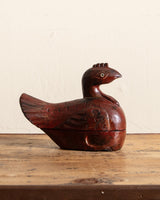 Hand Carved Wood Duck Box w/ Painted Details - Lone Fox