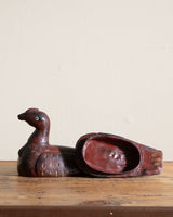 Hand Carved Wood Duck Box w/ Painted Details - Lone Fox