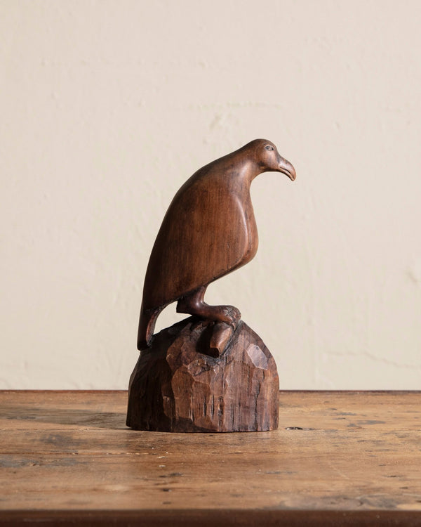 Hand Carved Wooden Bird Statue - Lone Fox
