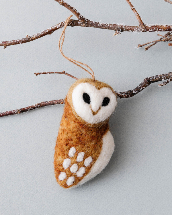 Hand Felted Barn Owl Ornament - Lone Fox