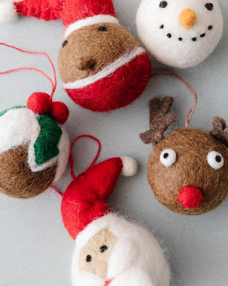 Hand Felted Christmas Character Baubles - Lone Fox