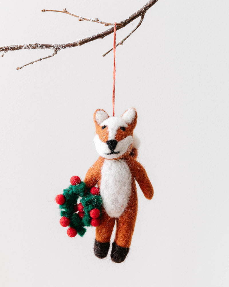 Hand Felted "Finley the Fox" Ornament - Lone Fox