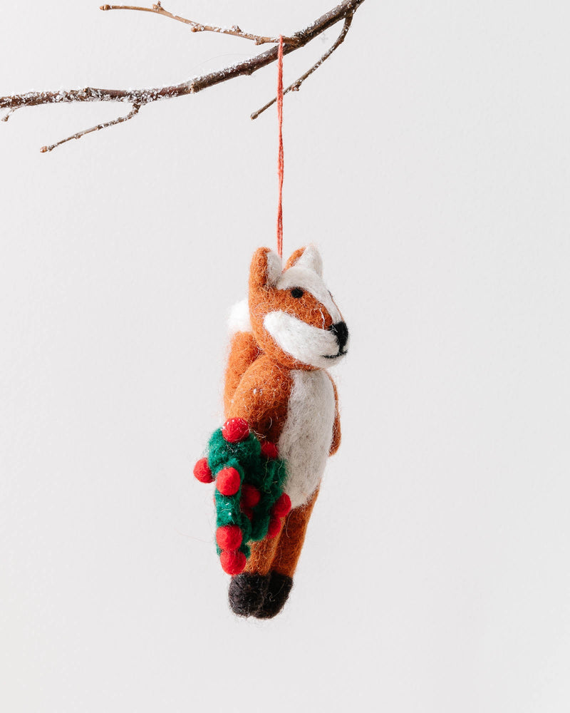 Hand Felted "Finley the Fox" Ornament - Lone Fox