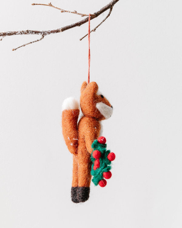 Hand Felted "Finley the Fox" Ornament - Lone Fox