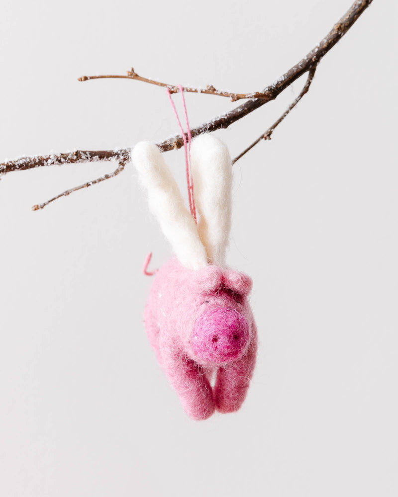 Hand Felted Flying Pig Ornament - Lone Fox