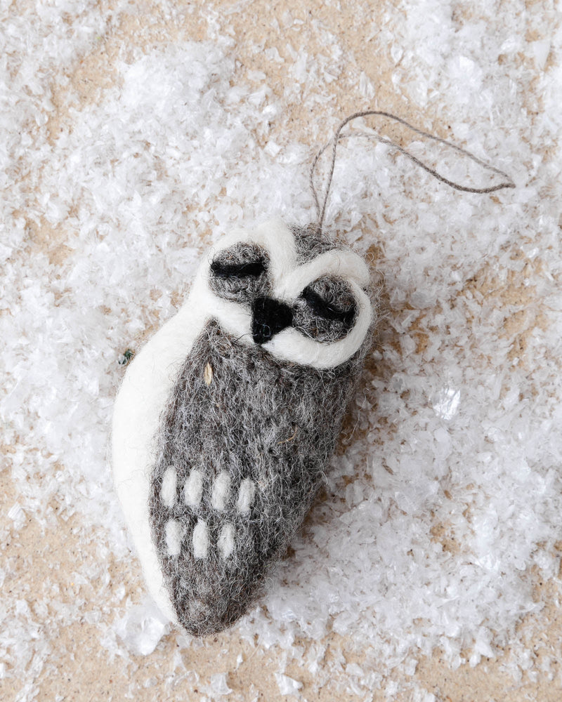 Hand Felted Owl Ornament - Lone Fox