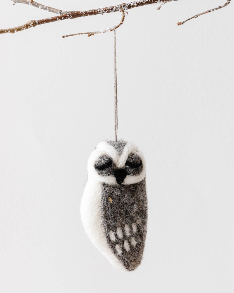 Hand Felted Owl Ornament - Lone Fox