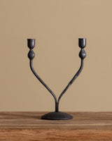 Hand Forged 2 Arm Iron Taper Candle Holder - Lone Fox