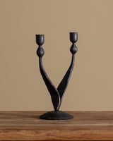 Hand Forged 2 Arm Iron Taper Candle Holder - Lone Fox