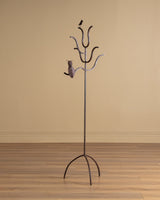 Hand Forged Metal Coat Tree w/ Torch Cut Birds, 1970's - Lone Fox
