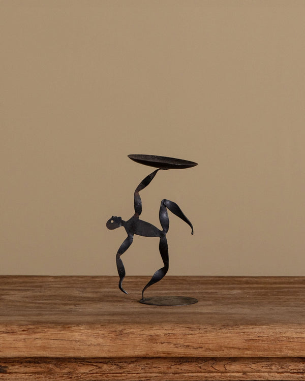 Hand Formed Iron Balancing Man Candle Holder - Lone Fox