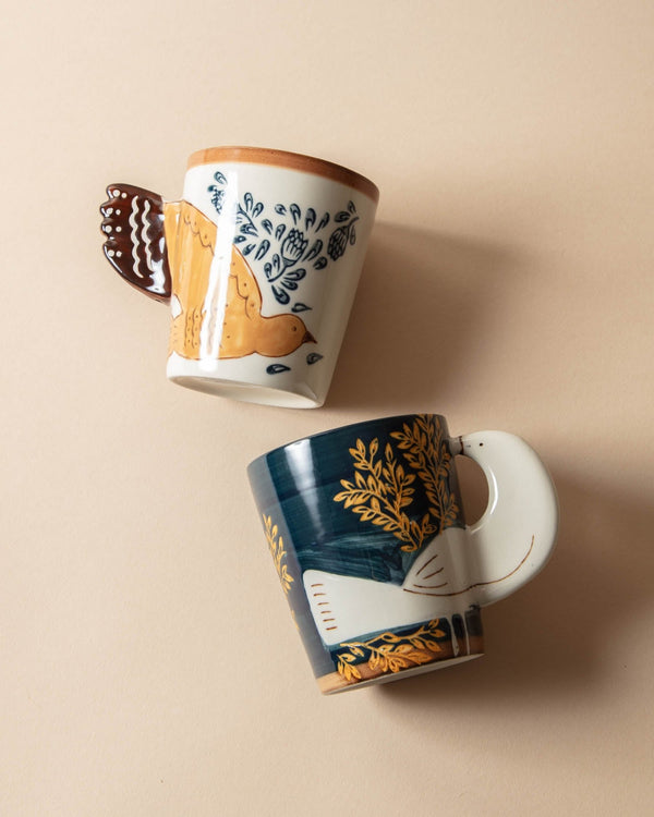 Hand - Painted Birdie Stoneware Mug - Lone Fox