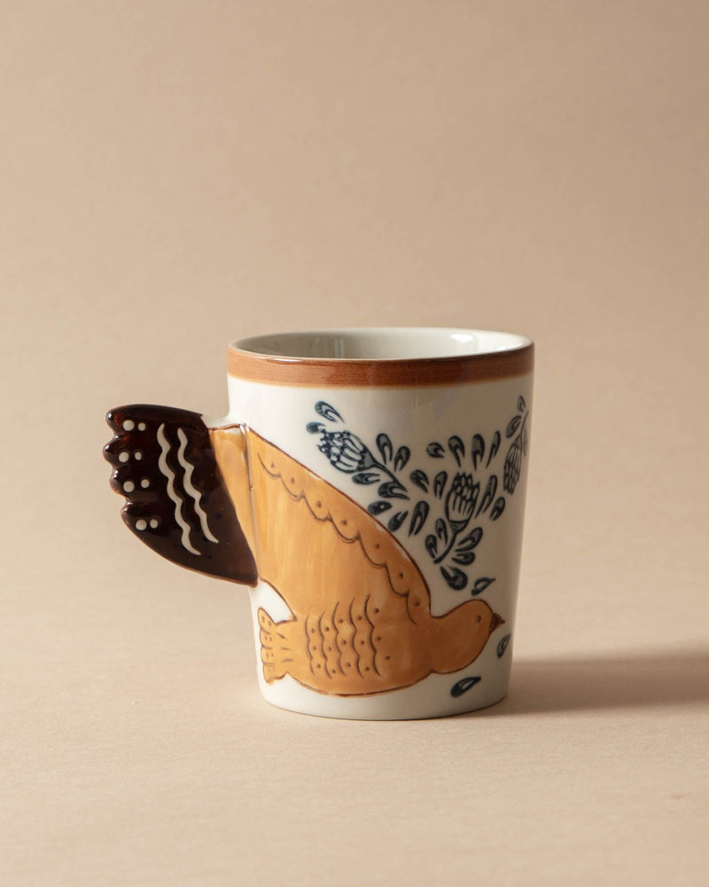 Hand - Painted Birdie Stoneware Mug - Lone Fox