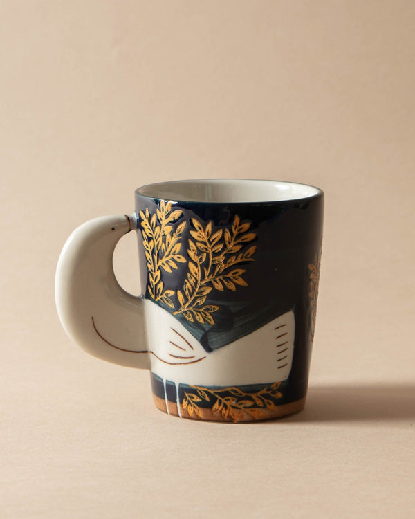 Hand - Painted Birdie Stoneware Mug - Lone Fox