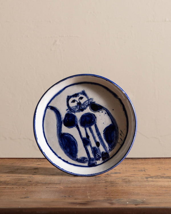 Hand Painted Cat Studio Pottery Plate, Signed - Lone Fox