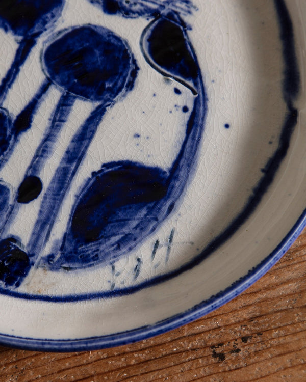 Hand Painted Cat Studio Pottery Plate, Signed - Lone Fox