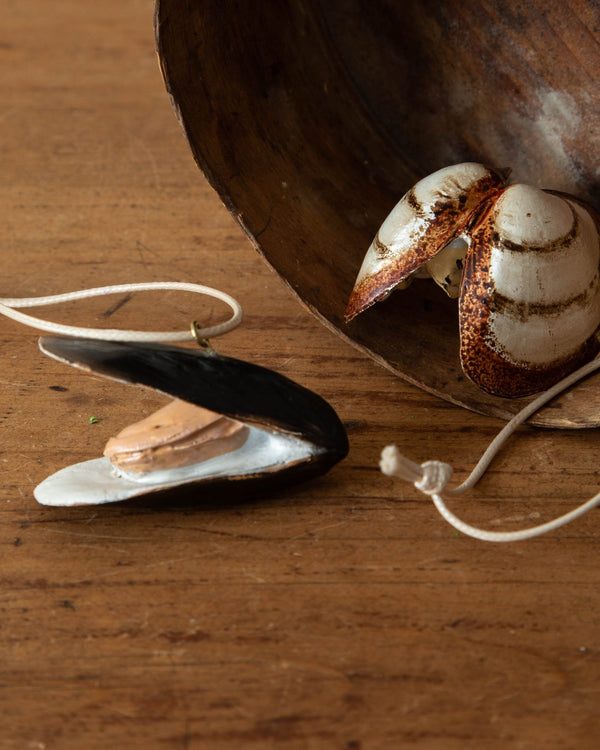 Hand - Painted Clam Ornaments - Lone Fox