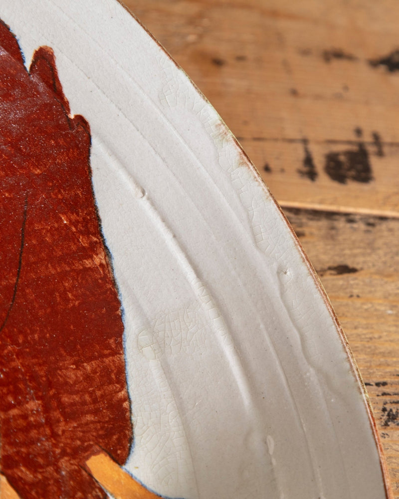 Hand Painted Ducks Studio Serving Bowl, Signed - Lone Fox