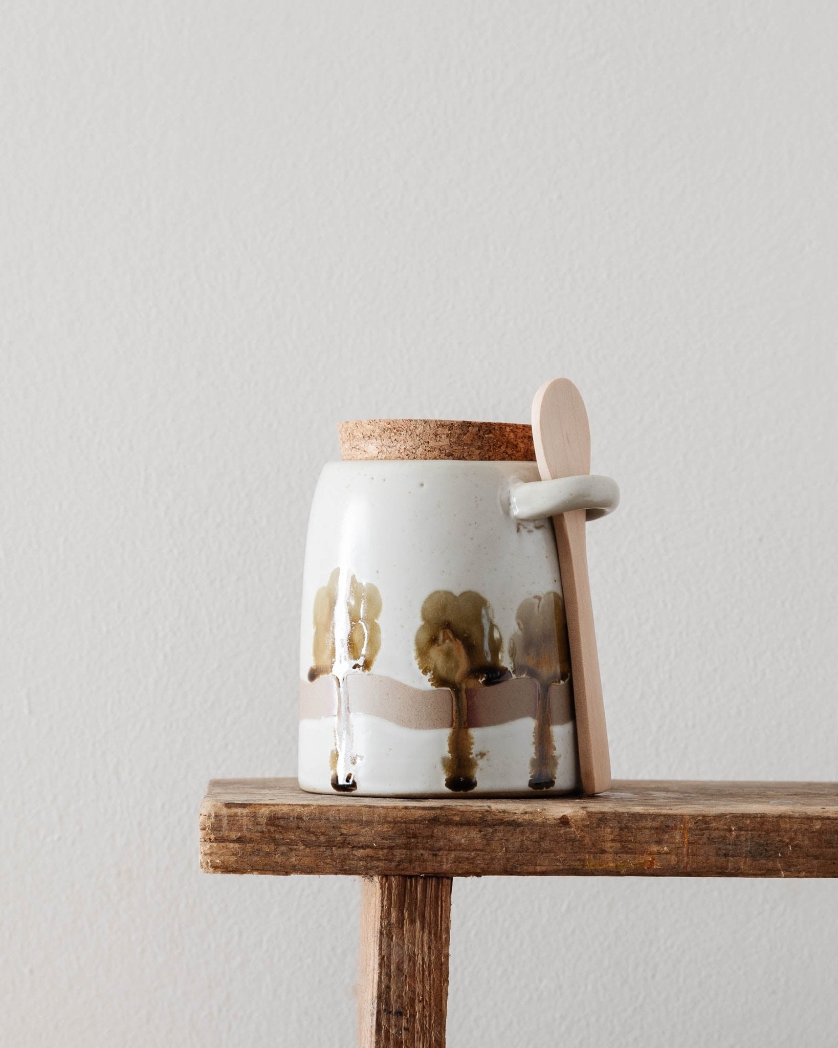 Hand-Painted Faye Lidded Jar w/ Spoon