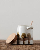 Hand - Painted Faye Lidded Jar w/ Spoon - Lone Fox