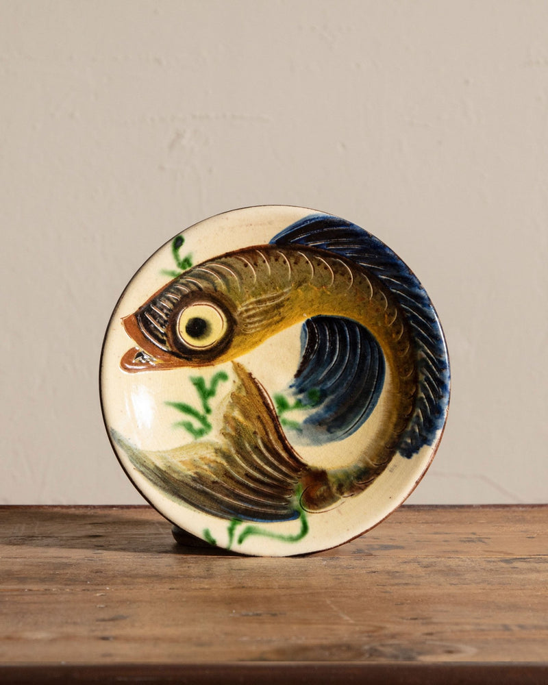 Hand Painted Fish Studio Plate, Signed - Lone Fox