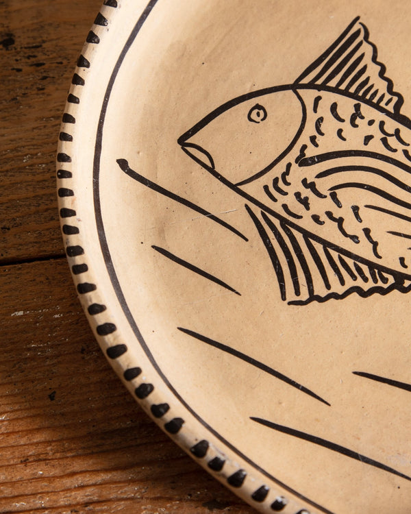 Hand Painted Fish Terracotta Plate - Lone Fox