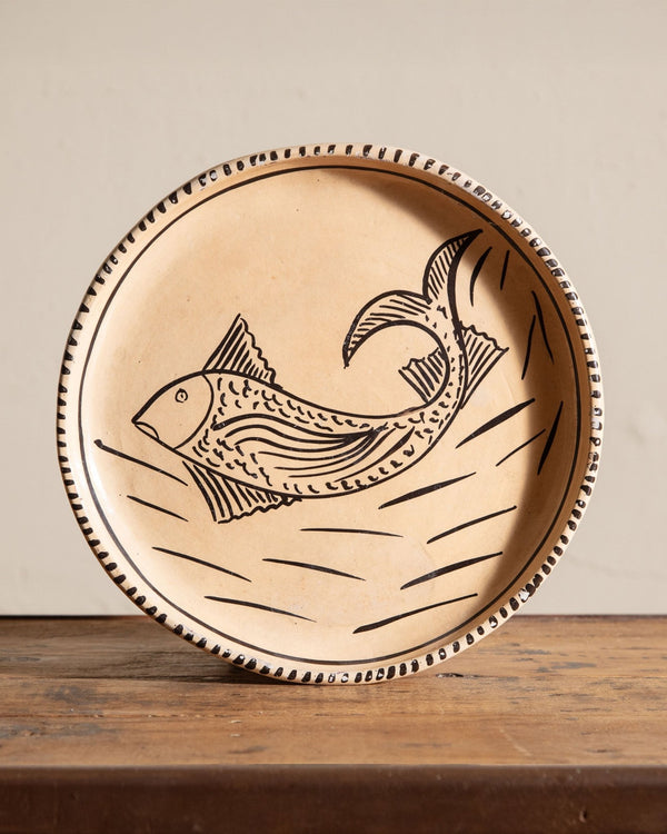 Hand Painted Fish Terracotta Plate - Lone Fox