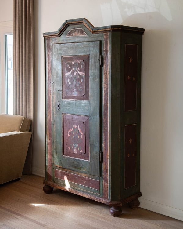 Hand Painted Folk Art Armoire from 1841 - Lone Fox