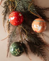 Hand - Painted Folk Paper Mache Ornaments - Lone Fox
