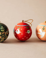 Hand - Painted Folk Paper Mache Ornaments - Lone Fox