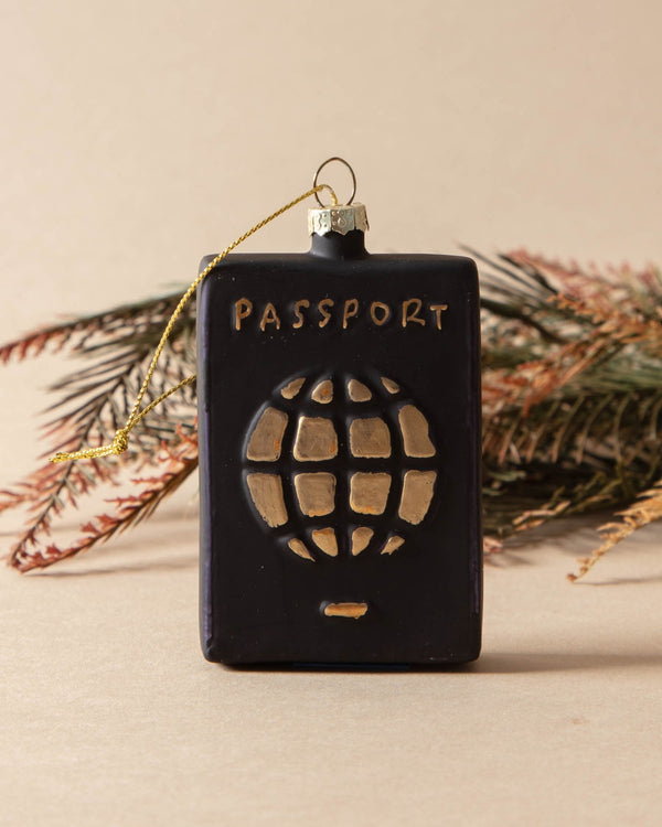 Hand - Painted Glass Passport Ornament - Lone Fox