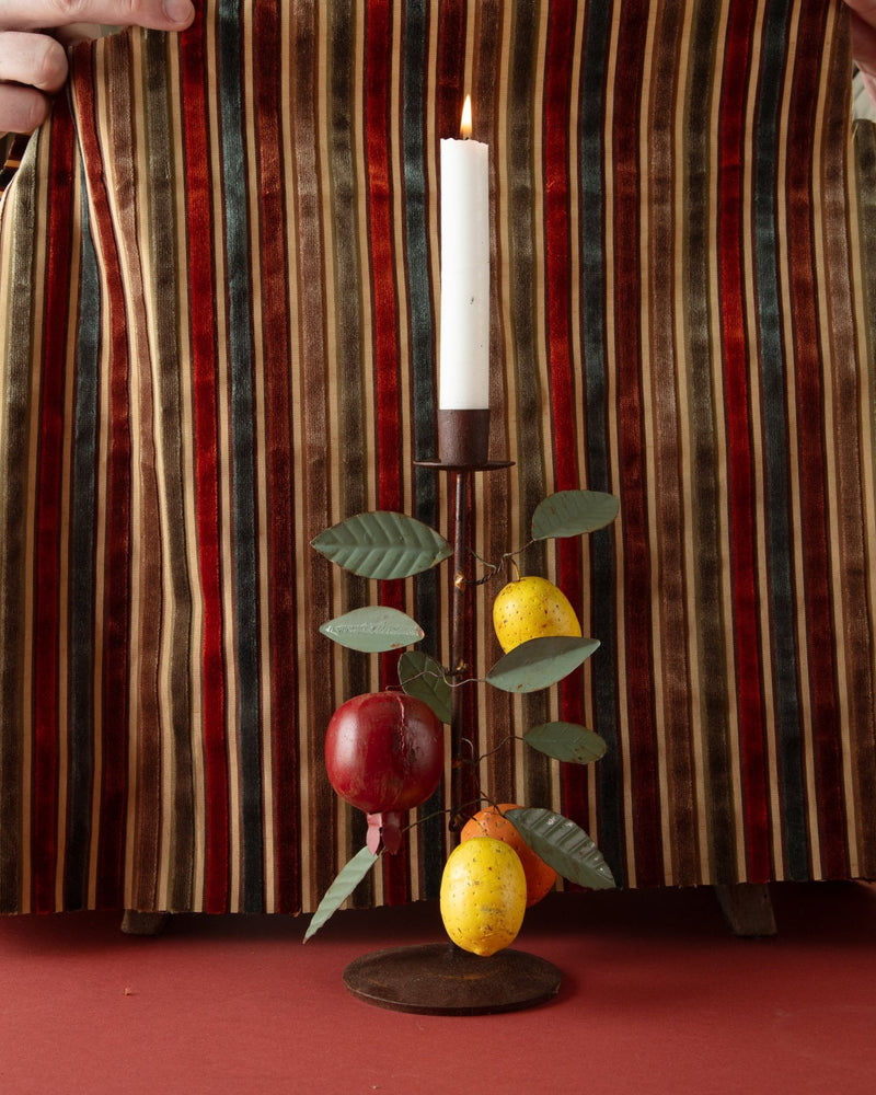 Hand - Painted Metal Toleware Fruit Taper Holder - Lone Fox