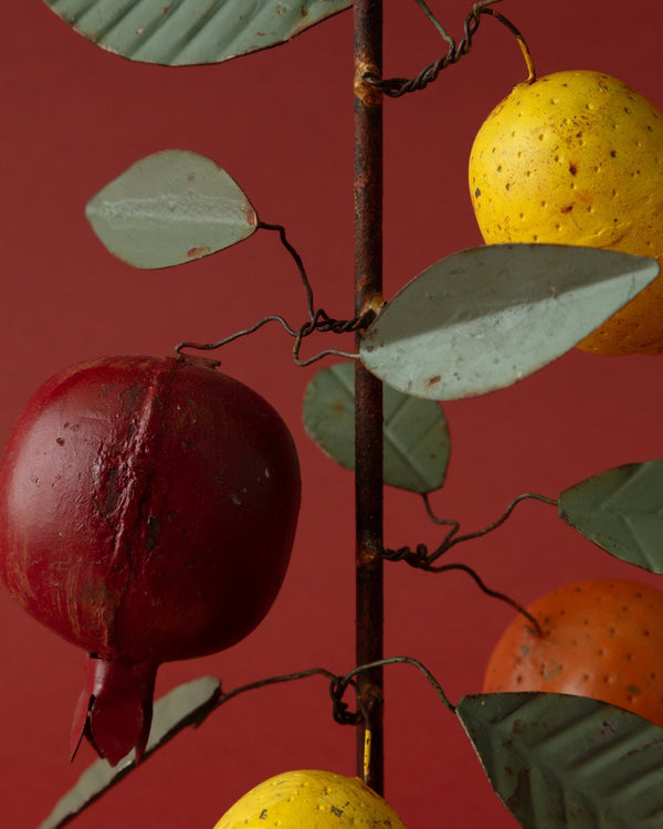 Hand - Painted Metal Toleware Fruit Taper Holder - Lone Fox