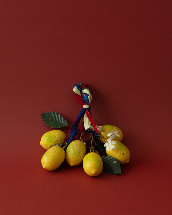 Hand - Painted Metal Toleware Lemon Bunch Ornament - Lone Fox